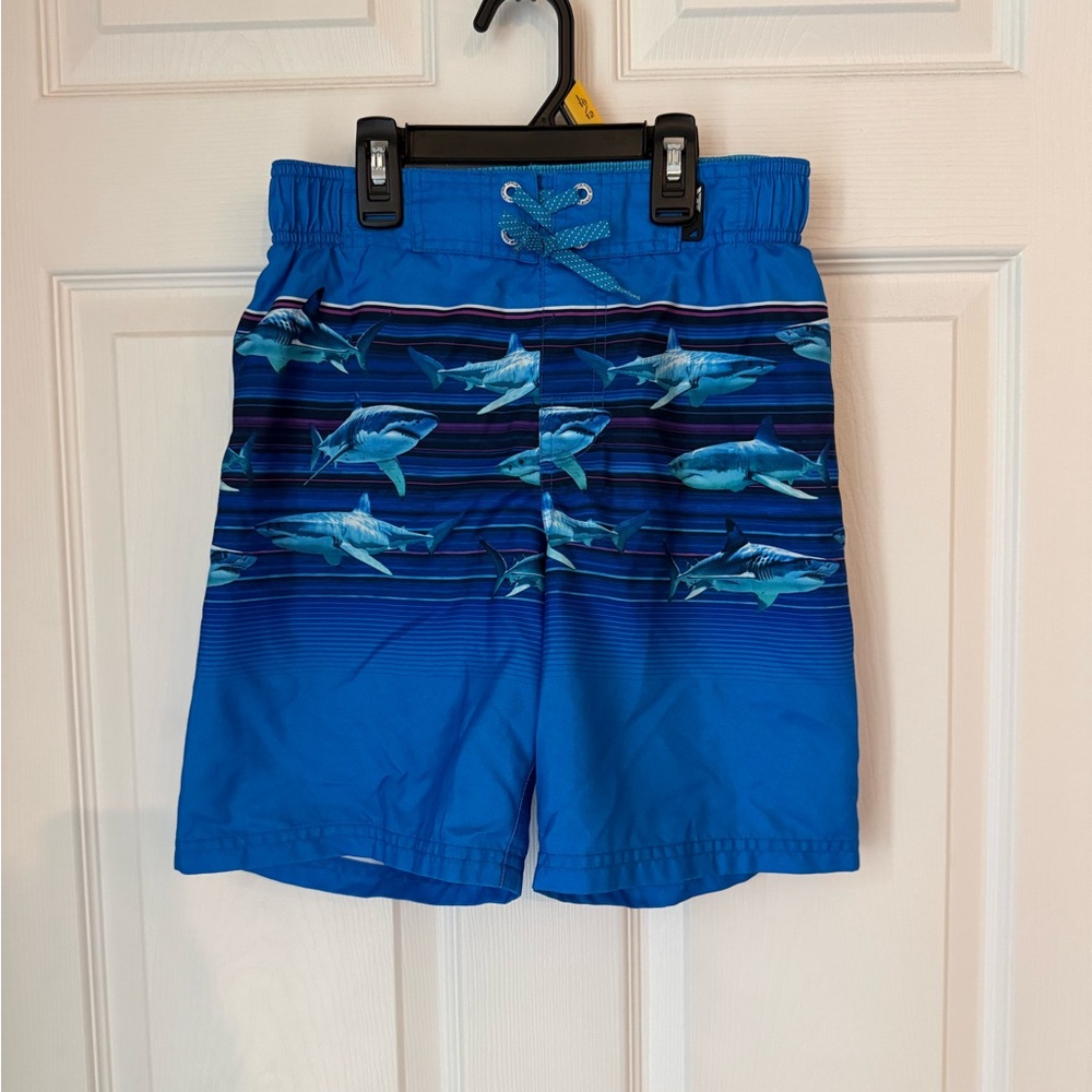 ZeroXposur Blue Shark-Print Boys Swim Shorts